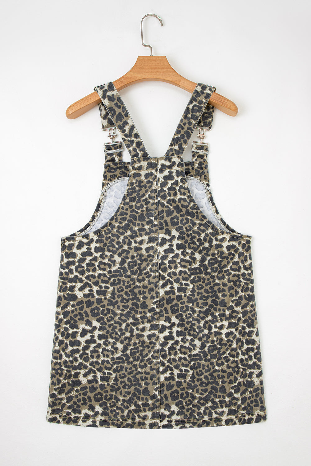 Leopard Denim Pocketed Mini Dress