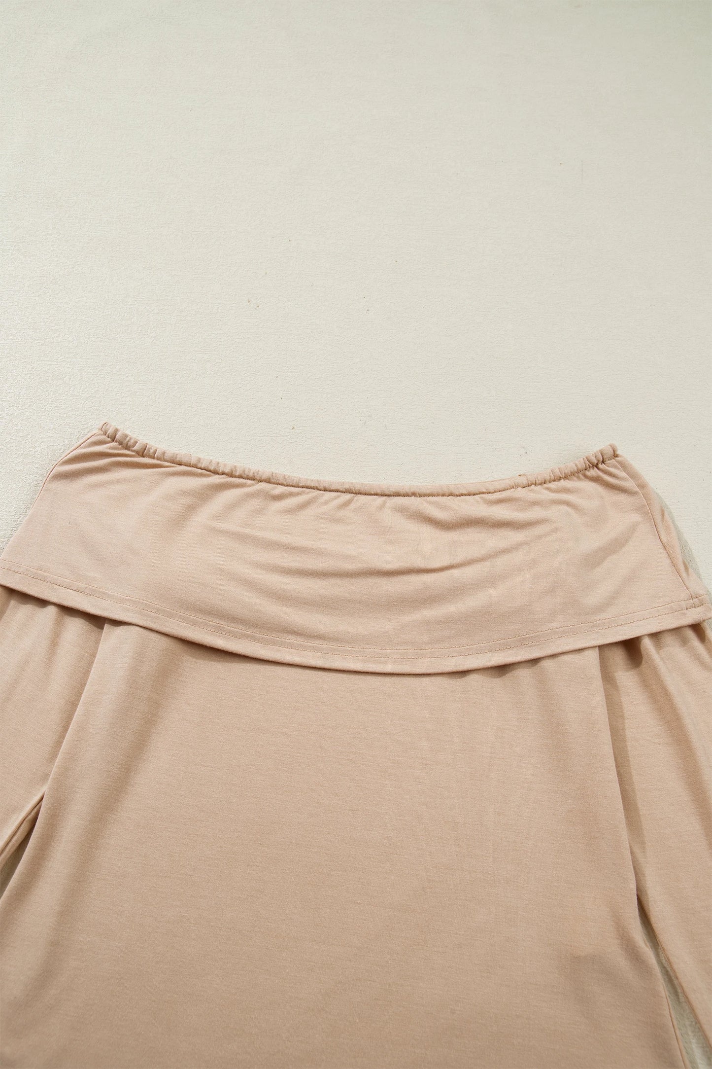 Solid Fold-Over Off-Shoulder Long Sleeve Top