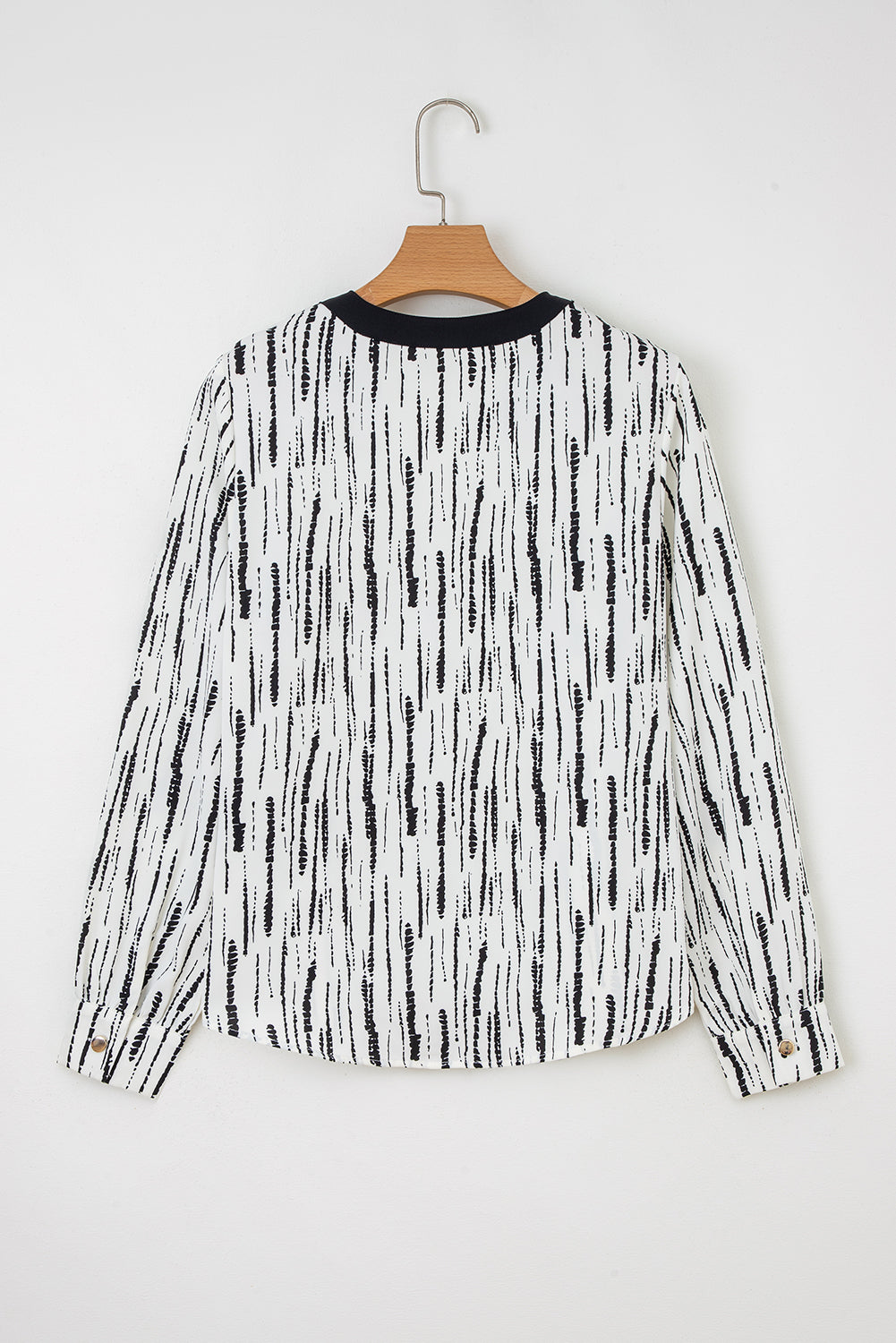 Abstract V-Neck Long Sleeve Blouse