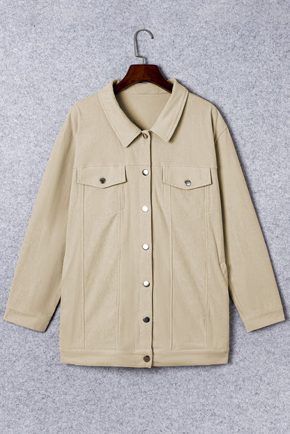 Plus Size Corduroy Buttoned Jacket