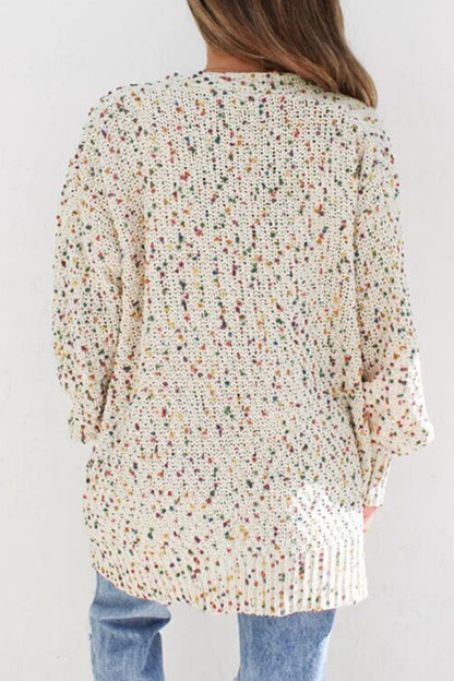 Confetti Ribbed Trim Long Cardigan