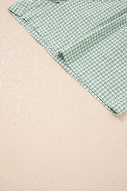 Plus Size Gingham Plaid Ruffle Contrast Trim Shorts