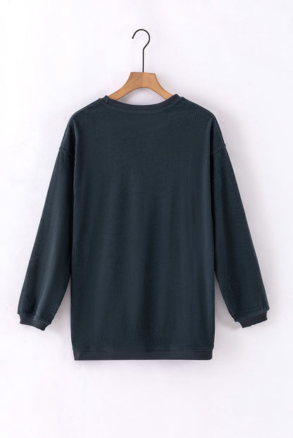 Ribbed Long Sleeve Oversized Sweatshirt