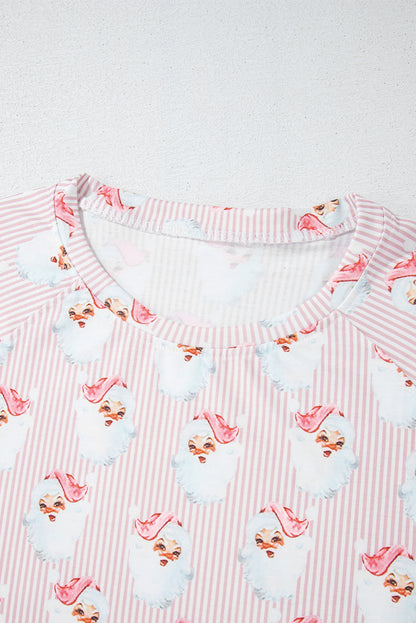 Christmas Santa Claus Stripe Top and Pants Lounge Set