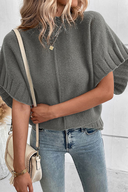 Mock Neck Batwing Sleeve Sweater