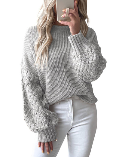 Cable Knit Drop Shoulder Sweater