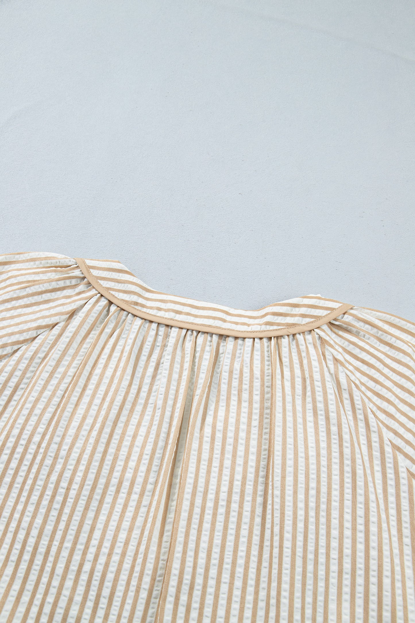 Floral Embroidered Stripe V-Neck Long Sleeve Blouse