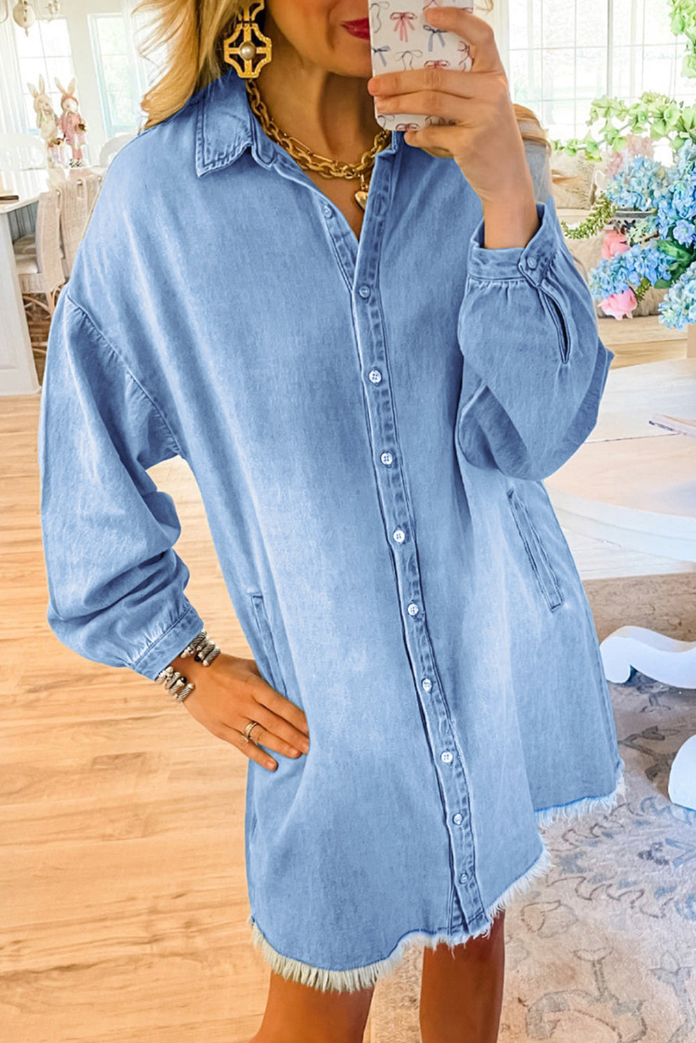 Denim Medium Wash Shirt Dress