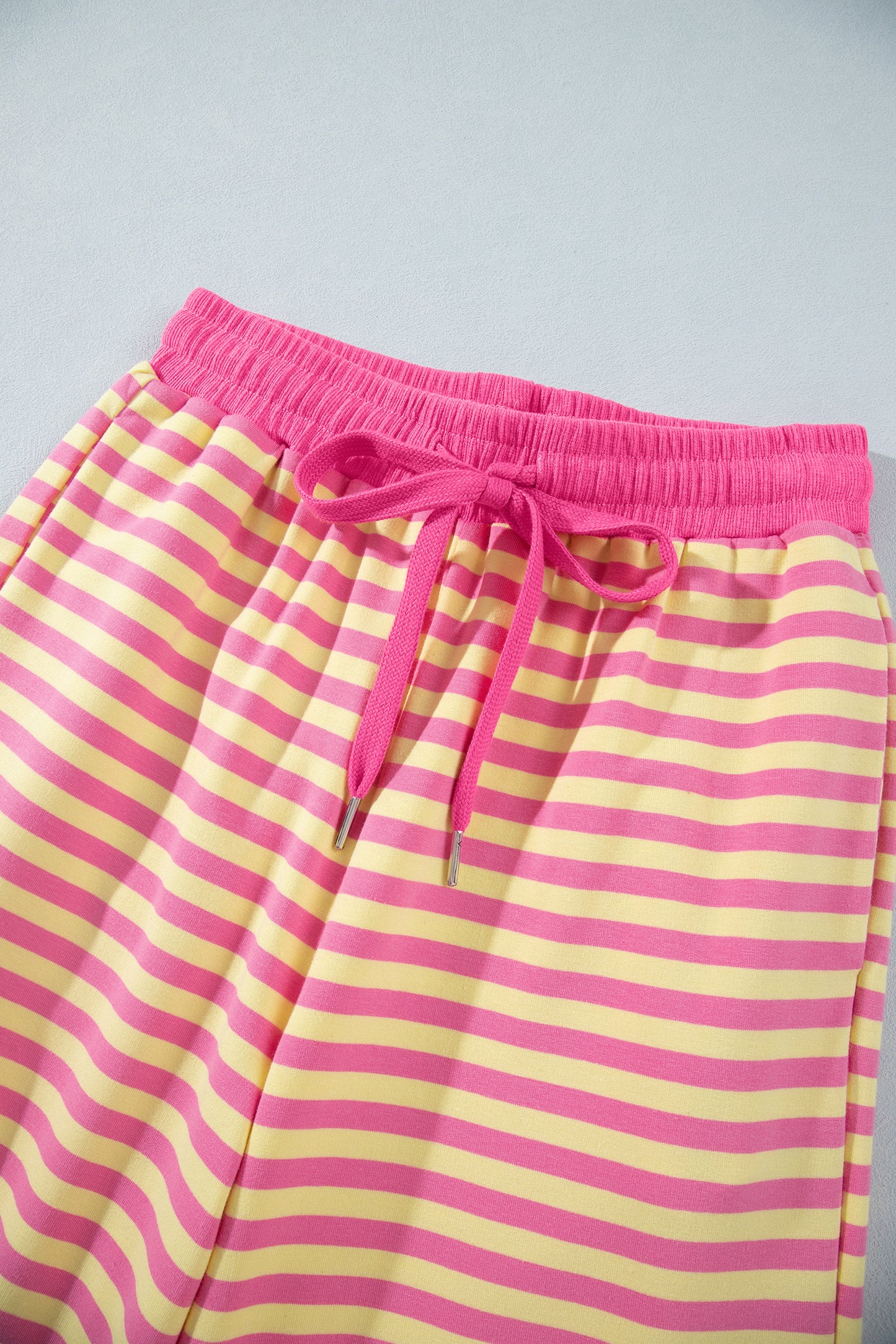 Stripe Colorblock Trim Short Sleeve Tee and Pants Set