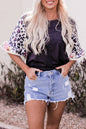 Leopard Floral Colorblock Ruffle Top