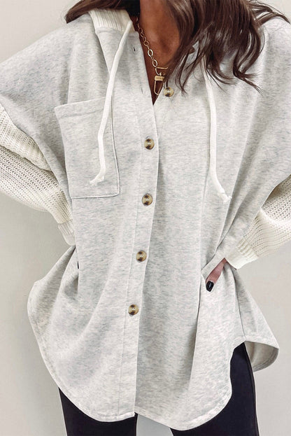 Patchwork Buttoned Hooded Jacket