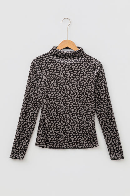 Leopard Long Sleeve Pullover Western Style Top