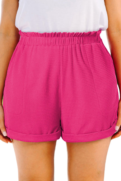 Waffle Elastic Waist Shorts Plus Size