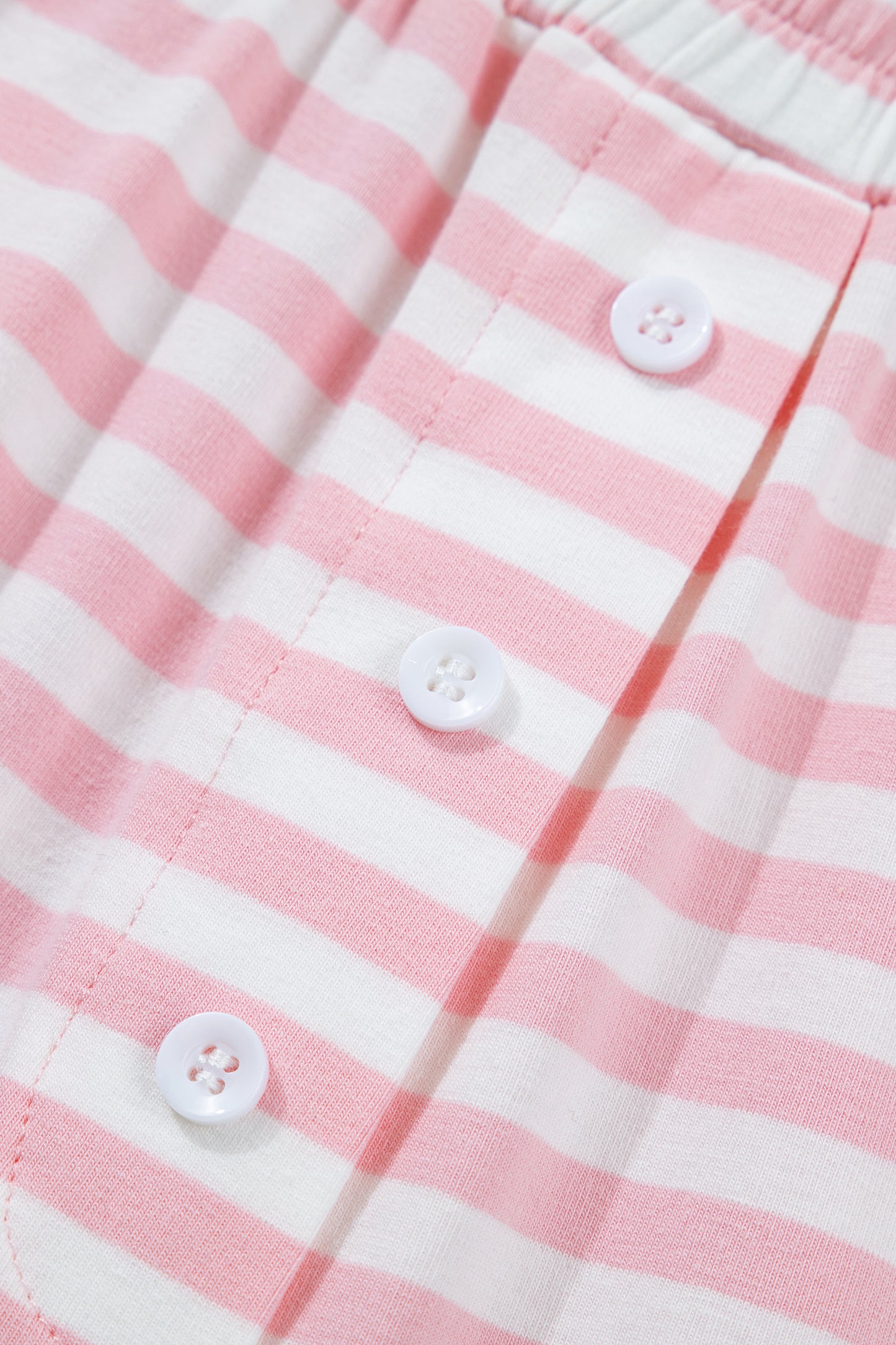 Stripe Drop Shoulder Top & Buttoned Pants Set
