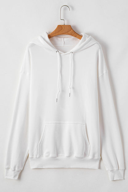 Fleece Lined Pocketed Drawstring Hoodie