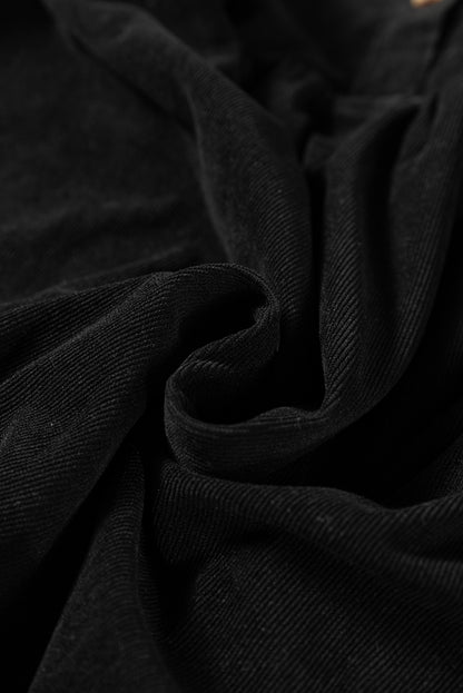 Solid Corduroy Half-Button Collared Mini Dress