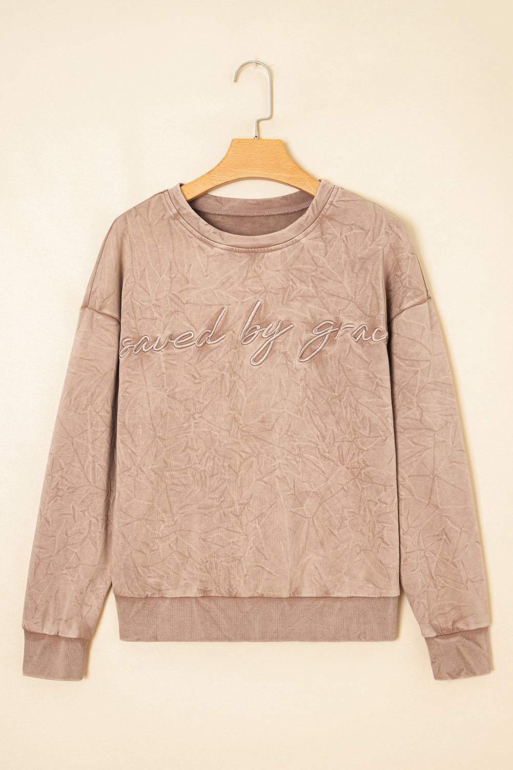 SAVED BY GRACE Embroidered Mineral Wash Sweatshirt