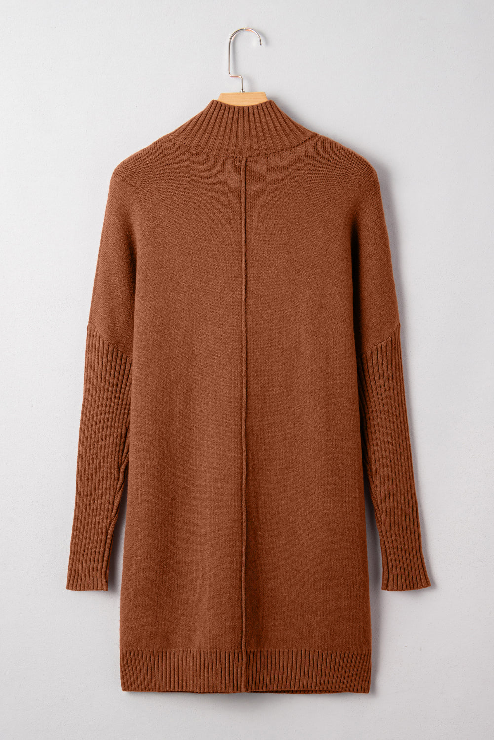 Solid Ribbed Mock Neck Sweater Dress