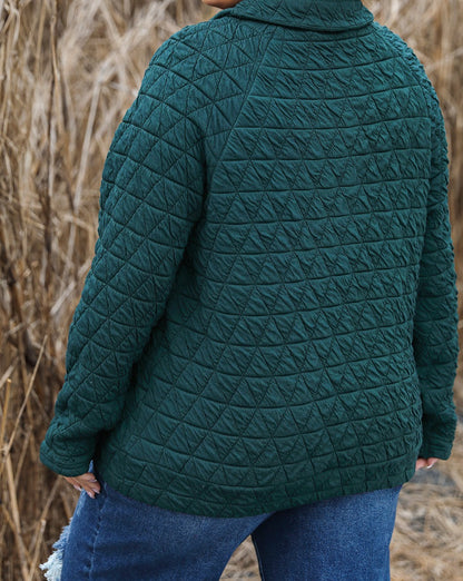 Quarter Buttoned Quilted Sweatshirt Plus Size