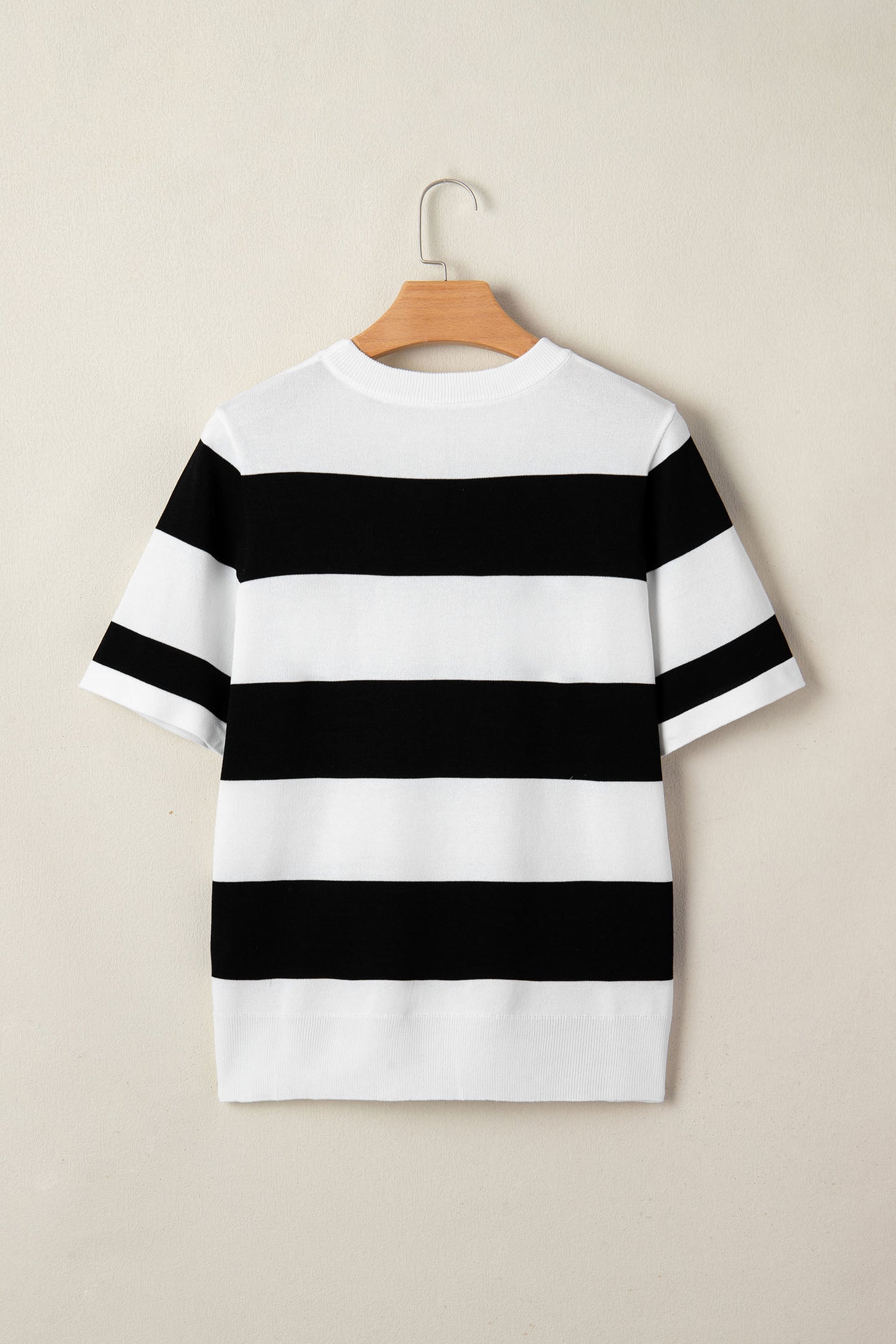 Stripe Colorblock Knitted Short Sleeve T-Shirt