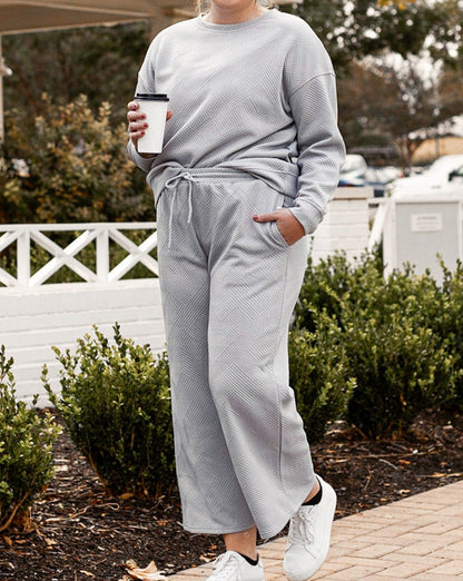 Textured Slouchy Loungewear Set Plus Size