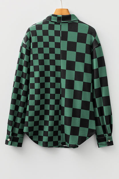 Checker Flap Pocket Button Front Shacket