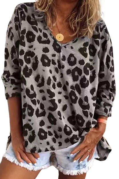 Leopard Long Sleeve V-Neck Top