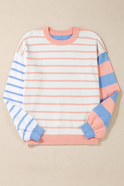 Colorblock Stripe Drop Shoulder Sweater