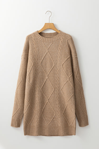 Cable Knit Drop Shoulder Sweater Dress