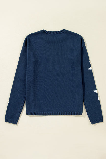 Star Knitted Drop Shoulder Sweater