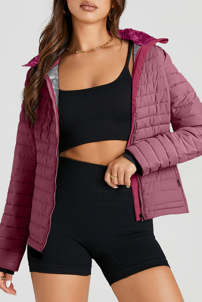 Solid Zip-Up Puffer Jacket