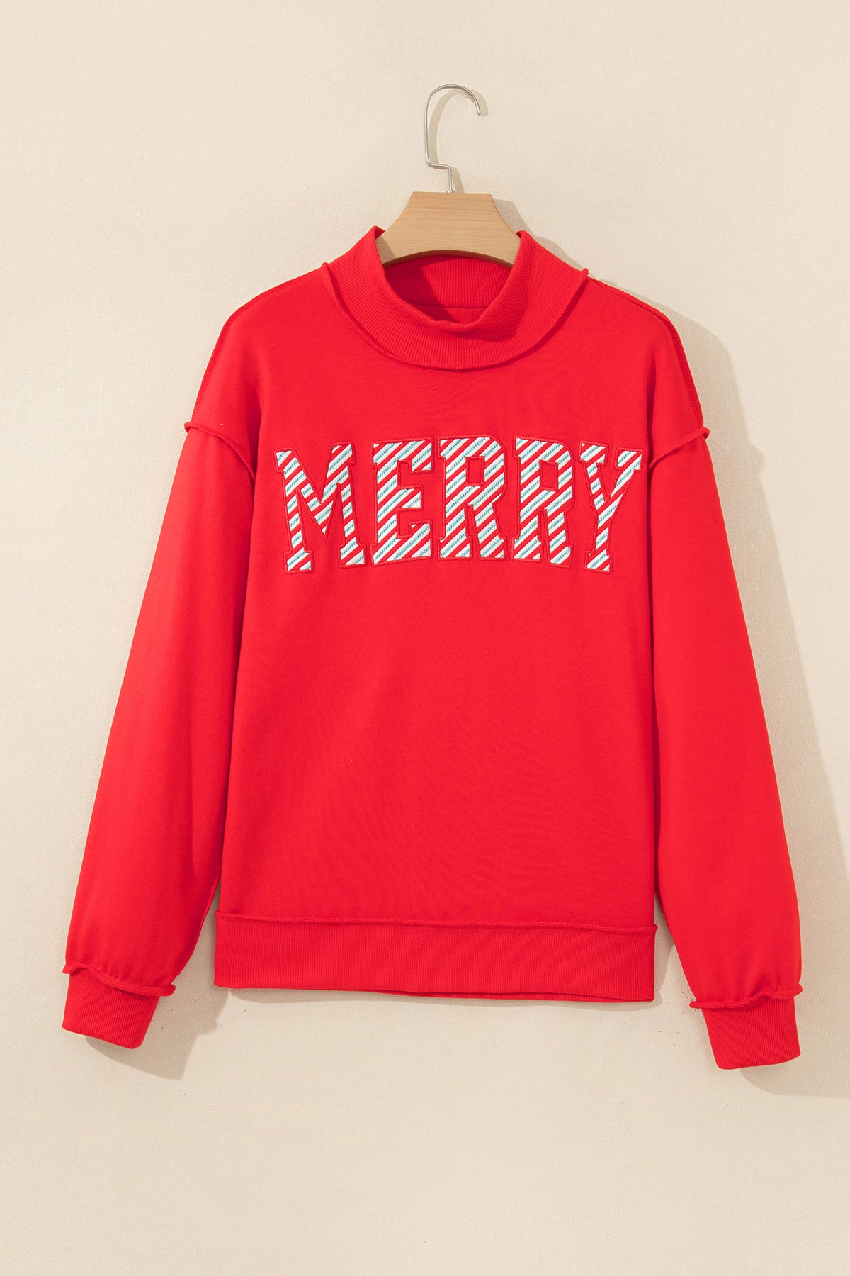 Christmas Merry Letter Print Embroidered Sweatshirt