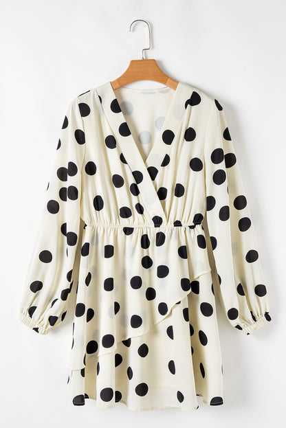 Dotted Puff Sleeve Mini Dress