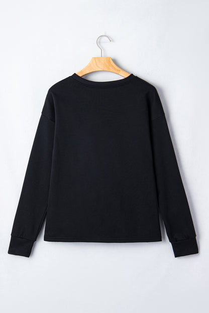 Solid Drop Shoulder Long Sleeve Top