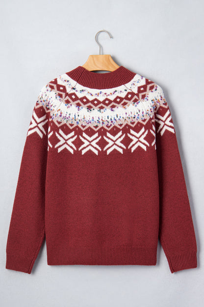 Christmas Geometric Fair Isle Raglan Sweater