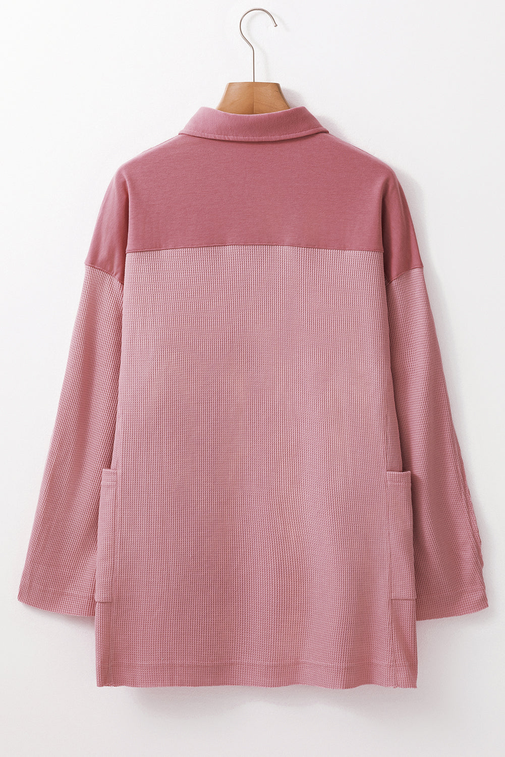 Waffle Long Sleeve Collar Top