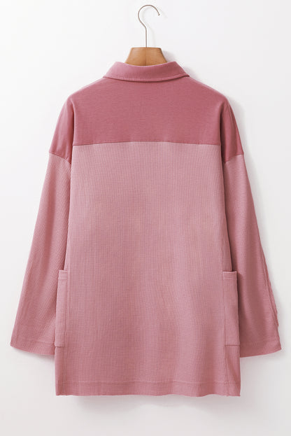 Waffle Long Sleeve Collar Top