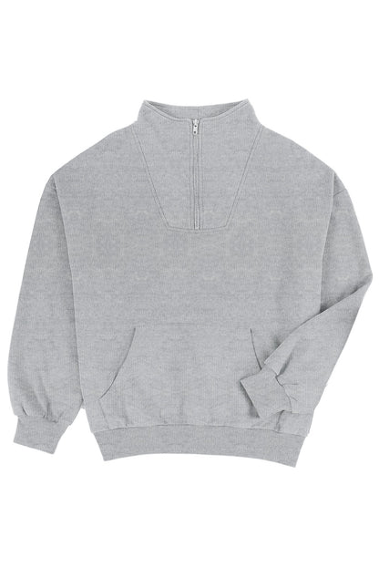 Quarter Zip Kangaroo Pocket Sweatshirt