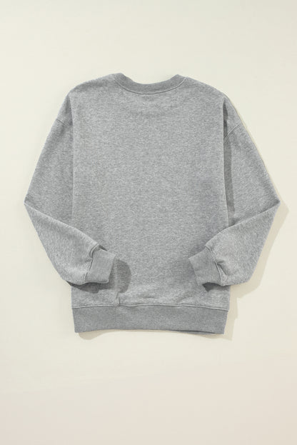 Solid Drop Shoulder Crewneck Pullover Sweatshirt