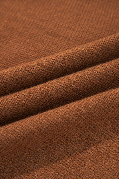 Solid Collared V-Neck Ribbed Edge Sweater