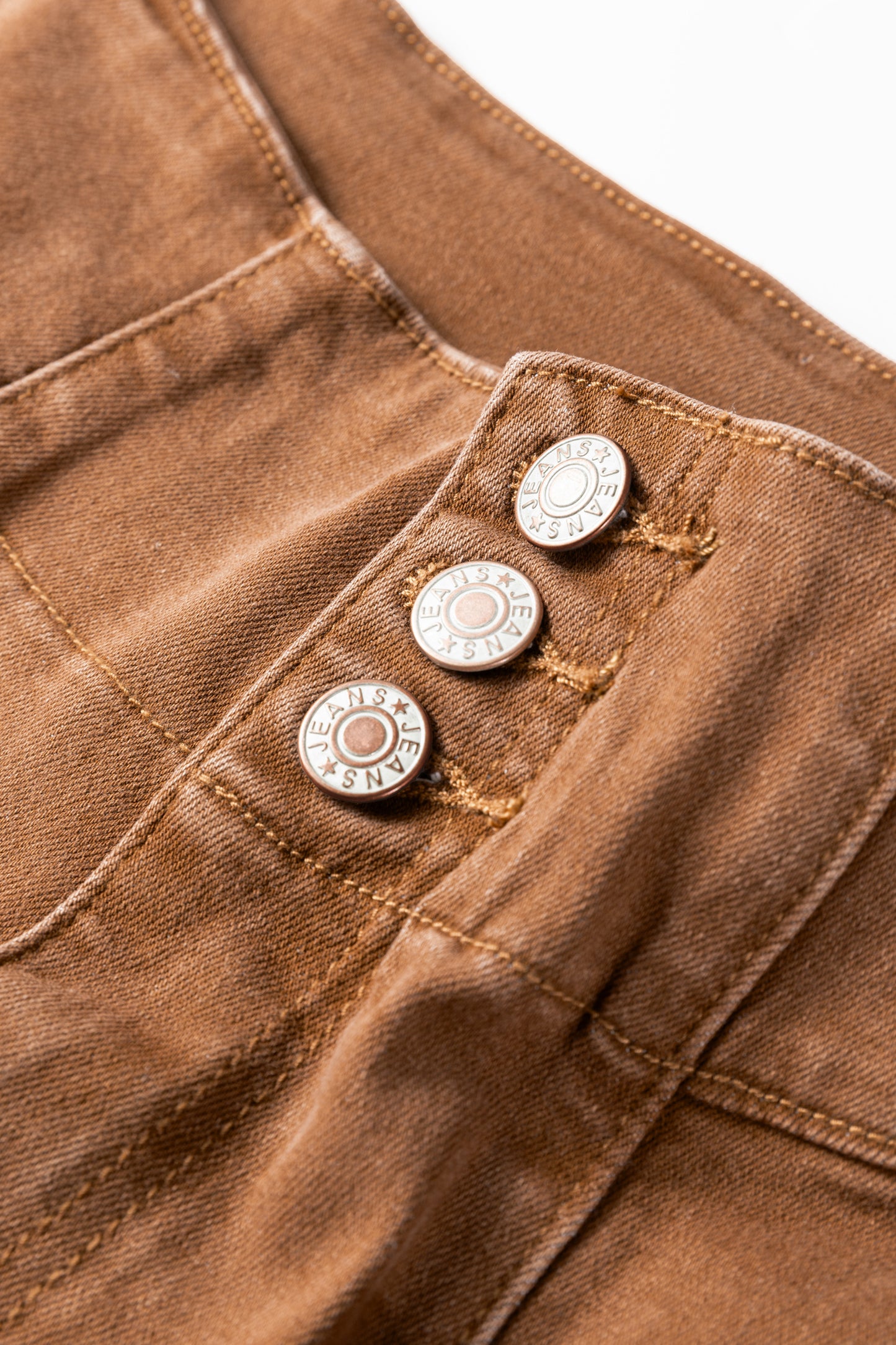 Solid Buttoned High Waist Raw Hem Flare Jeans
