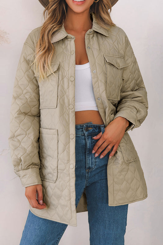 Quilted Buttoned Puffer Coat w/Pockets