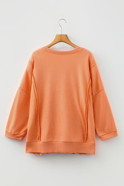 Floral Bow Tie Patch Reverse Seam Sweatshirt