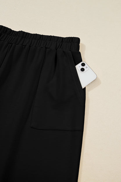 Plus Size Solid Asymmetrical Hem Capris Pants