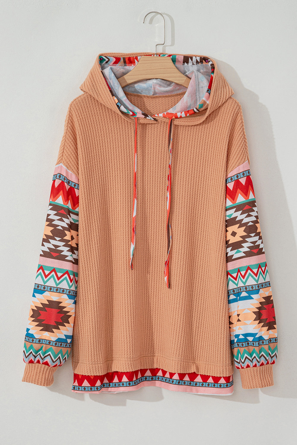 Plus Size Aztec Waffle Knit Hoodie