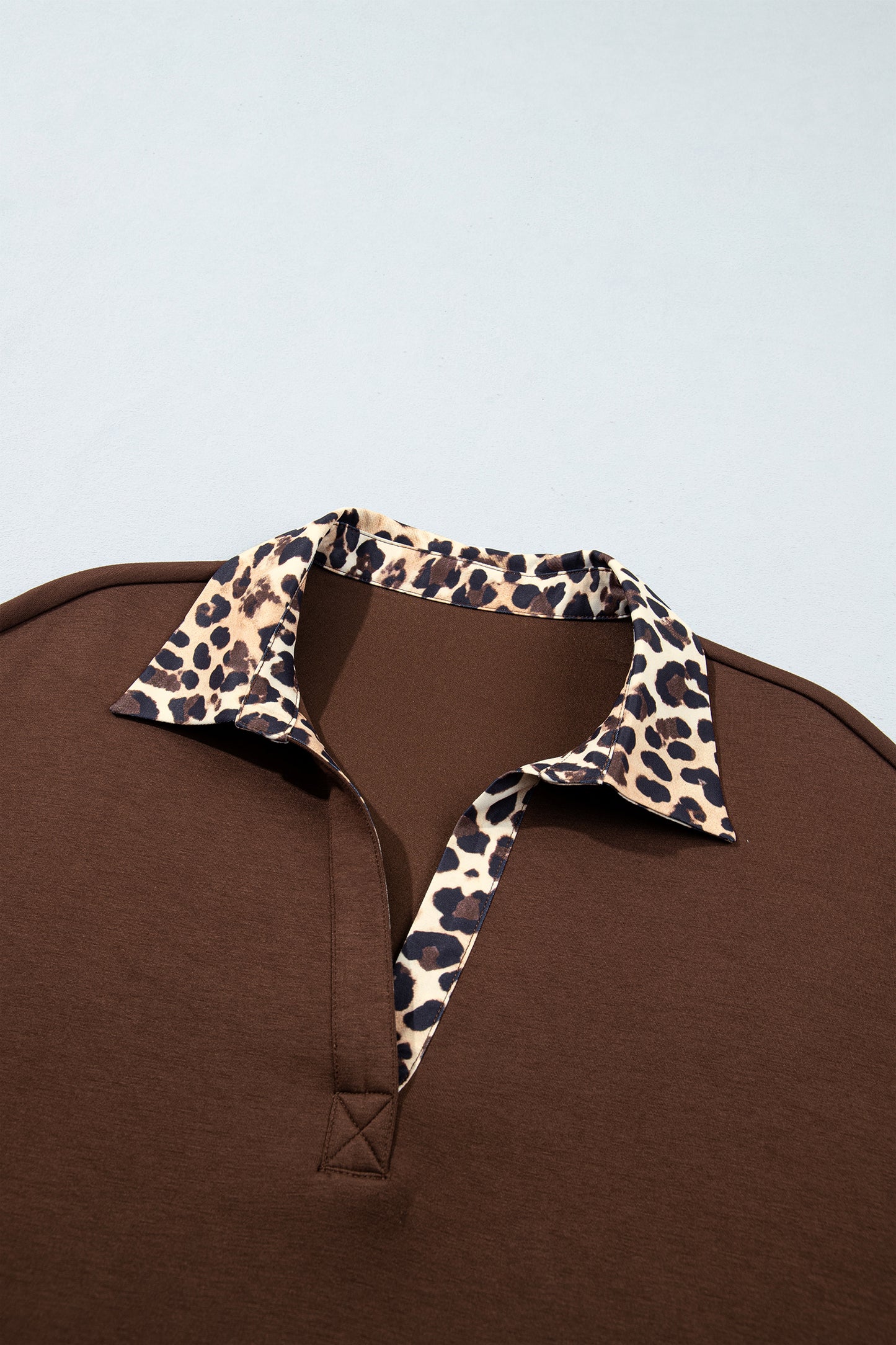 Leopard Patchwork Collared Long Sleeve Mini Dress