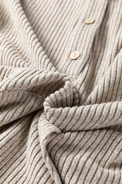 Plus Size Ribbed Knit Kangaroo Pocket Henley Top