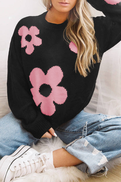 Floral Long Sleeve Crewneck Sweater