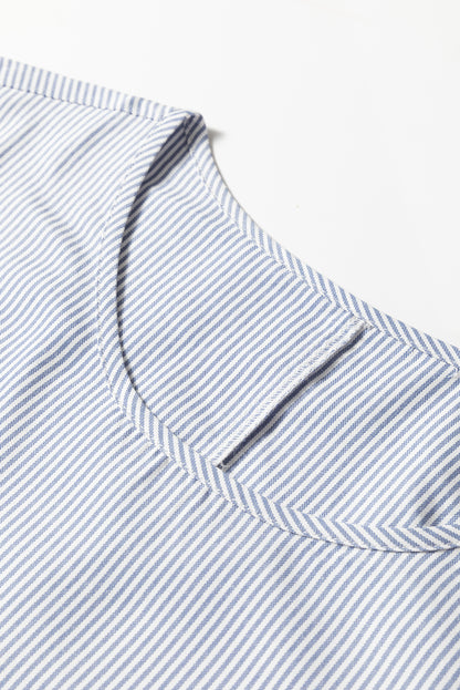 Stripe Patchwork Lace Trim 3/4 Sleeve Maxi Dress