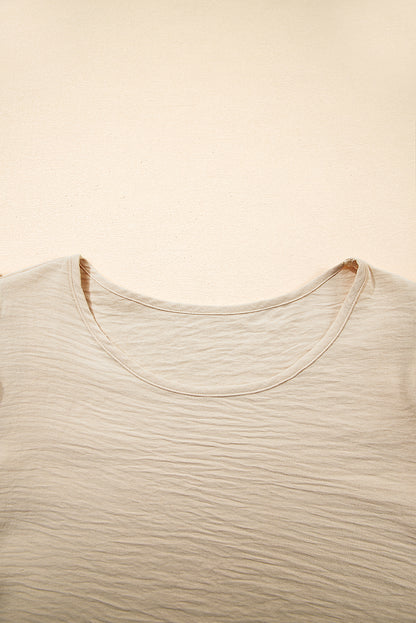 Solid Ruffle Short Sleeve Blouse